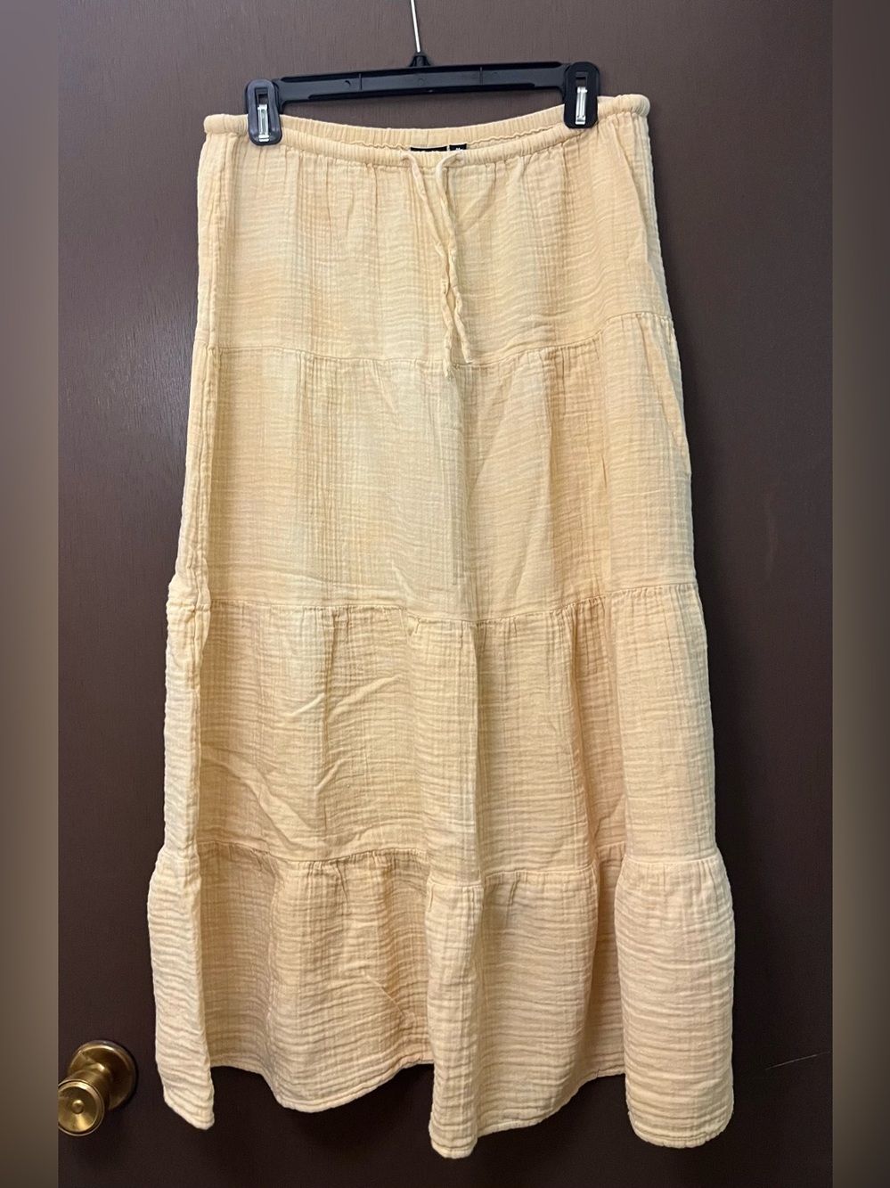 Gap Gauzy Cotton Tiered Maxi Skirt, Butter Yellow, Size Medium